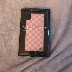 iPhone XR pink checkered wildflower case